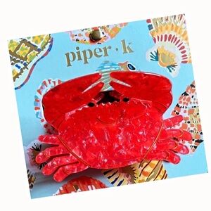 NWT ⚜️🦀⚜️ Piper K Adorable Red Smiley Crab Hair Claw Clip